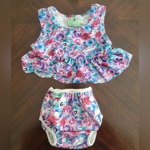 Will & Fox Baby Girls Floral Swim Set - swim diaper + swim top